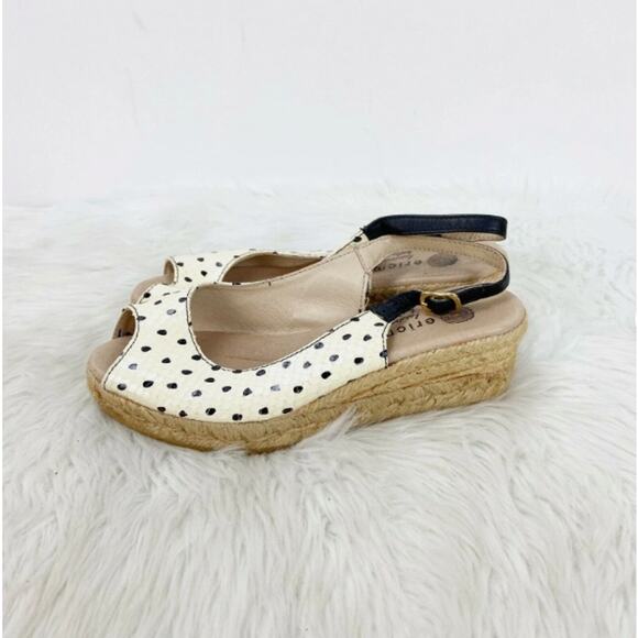 Eric Michael Leather Polka Dot Slingback Wedge Sandals EU 35 US 5 Women Heel - Picture 5 of 11